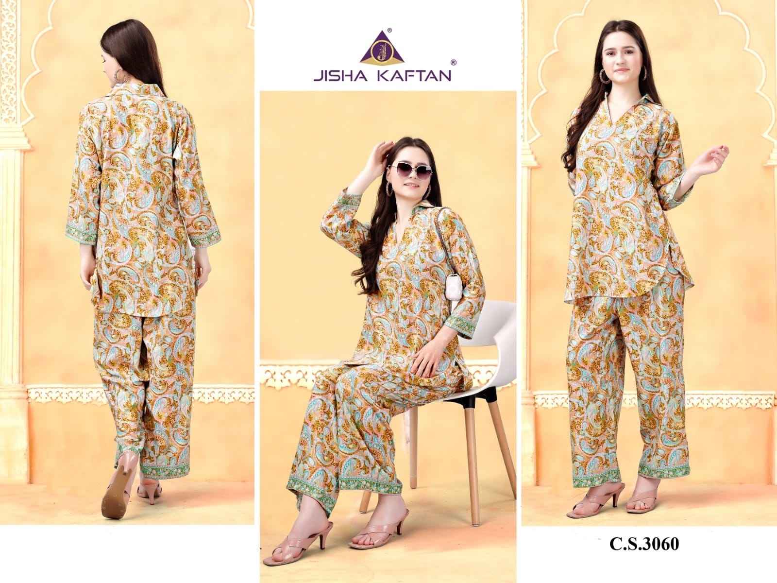 Jelite Jisha Kaftan Rayon Co-Ords Vol  2 Rayon Coord Set 6 pcs Catalogue