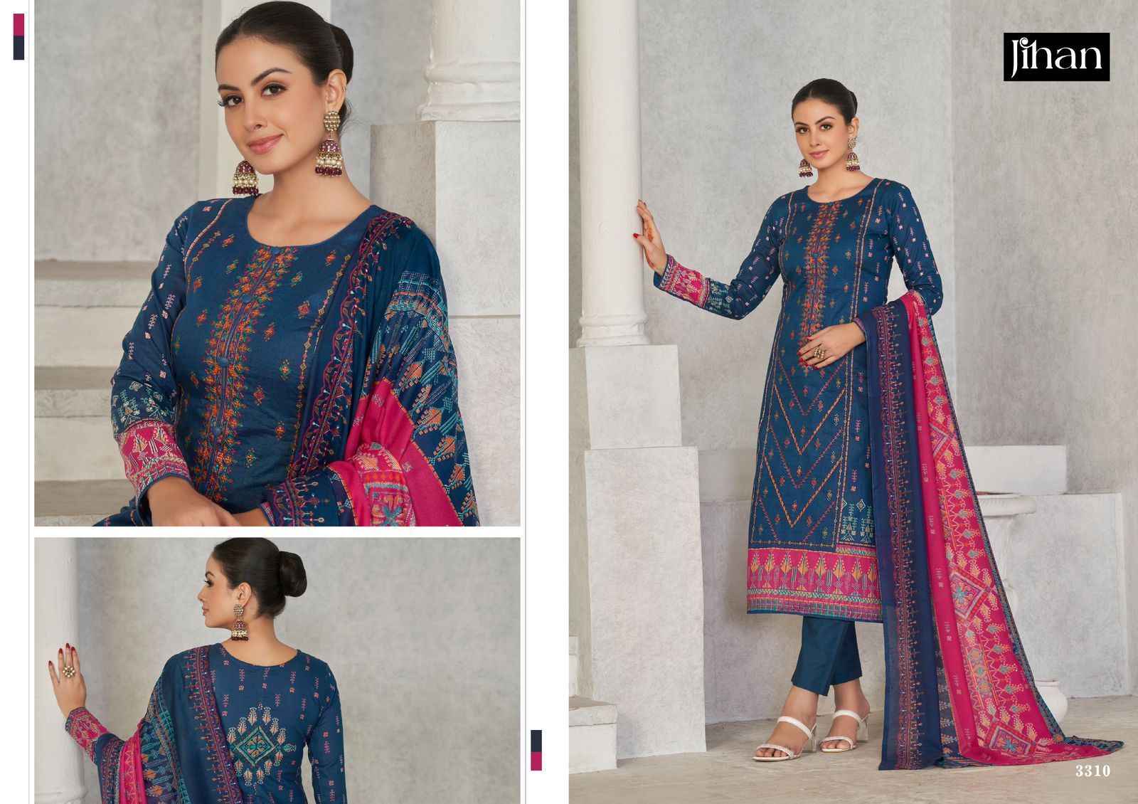 Jihan Scarlet Lawn Dress Material 3 pcs Catalogue