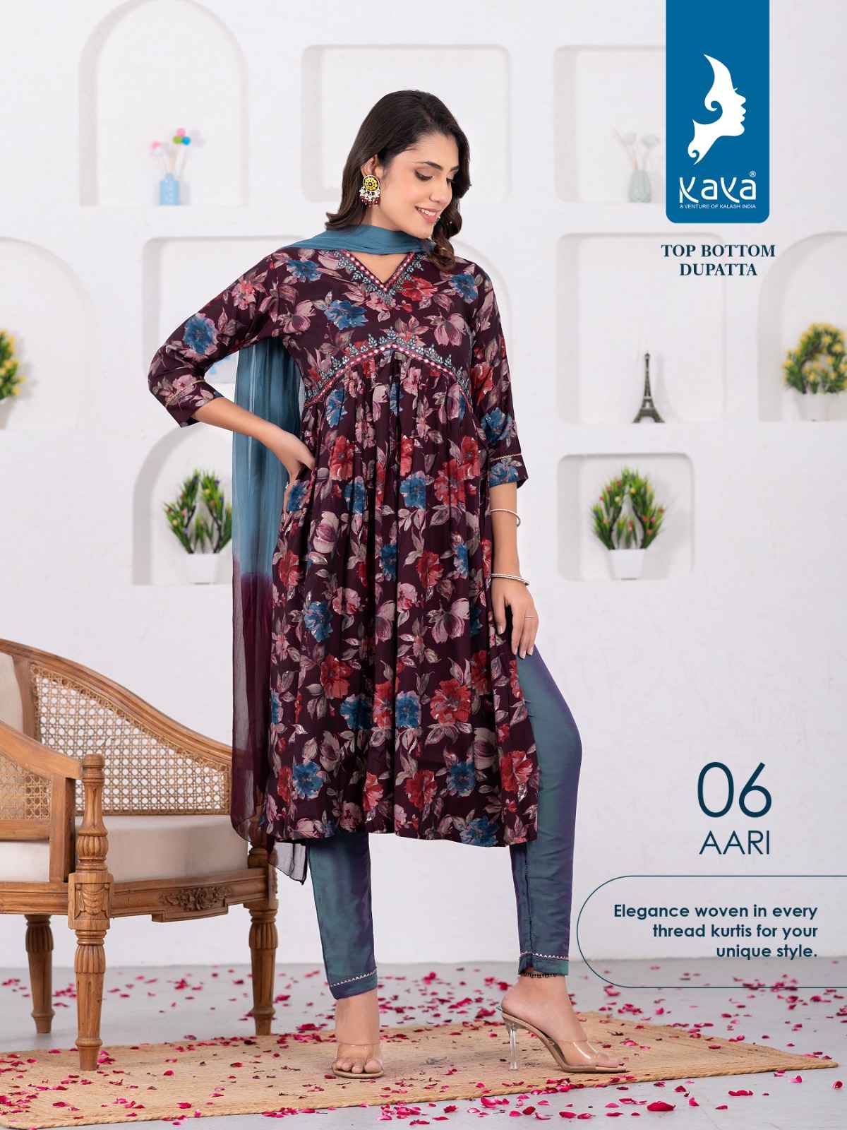 Kaya Aari Modal Kurti Combo Wholesale Suits Dealer