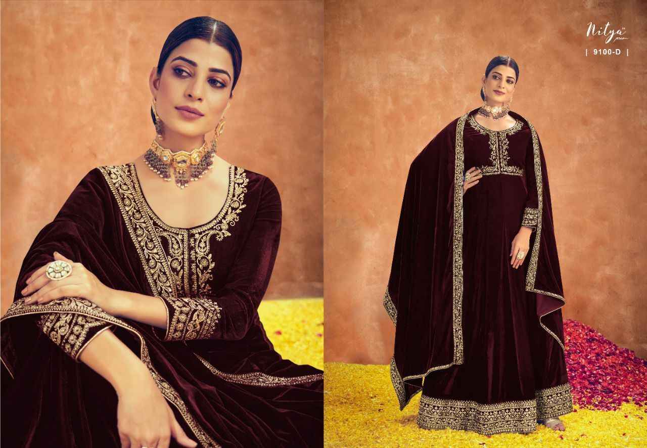 LT Nitya Parisha Velvet Dress Material 5 pcs Catalogue
