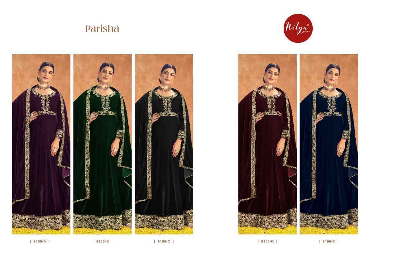 LT Nitya Parisha Velvet Dress Material 5 pcs Catalogue