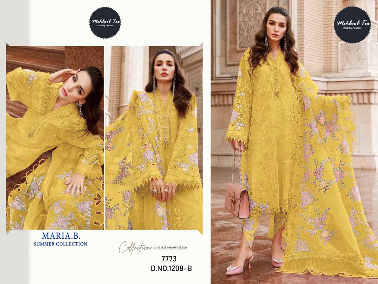 Mehboob Tex D No 1208 Organza Dress Material 4 pcs Catalogue