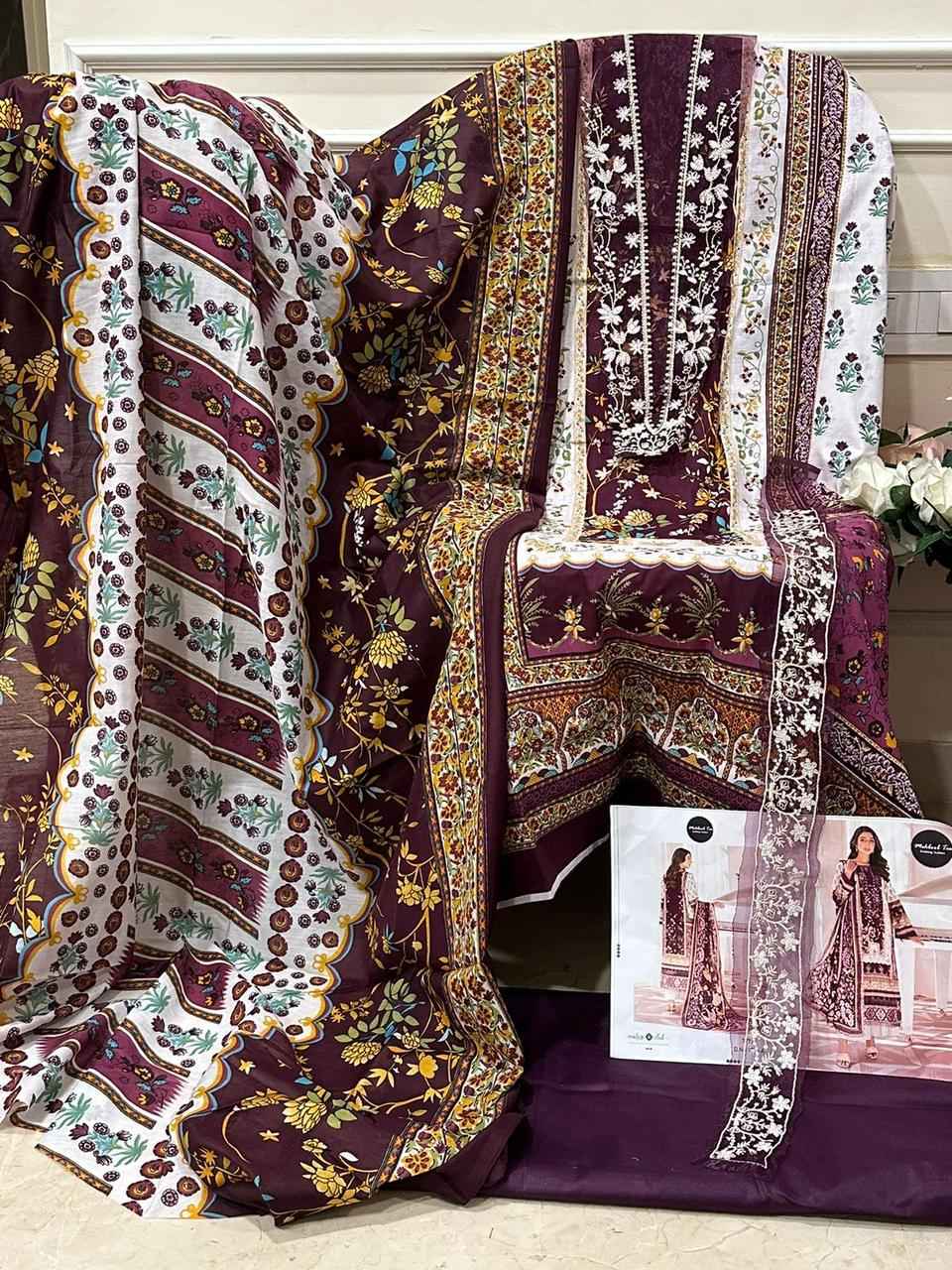 Mehboob Tex D No 1217 Cotton Dress Material 3 pcs Catalogue