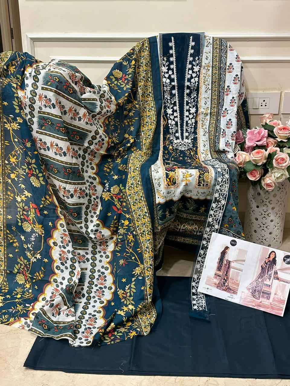 Mehboob Tex D No 1217 Cotton Dress Material 3 pcs Catalogue
