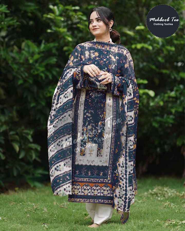 Mehboob Tex D No 1217 Cotton Dress Material 3 pcs Catalogue