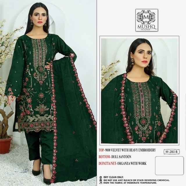 Mushq M 280 Velvet Dress Material 3 pcs Catalogue
