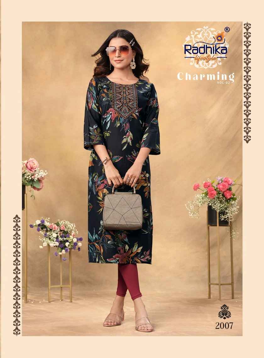 Radhika Charming Vol 2 Chanderi Kurti 8 pcs Catalogue