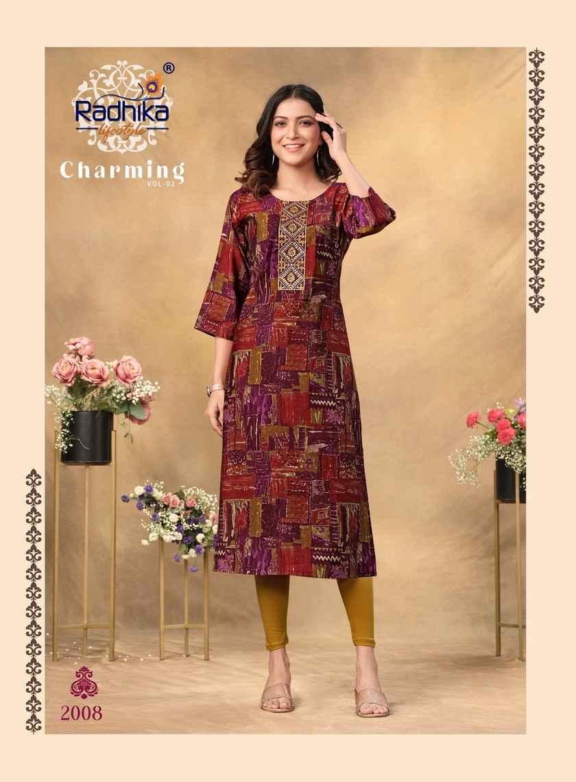 Radhika Charming Vol 2 Chanderi Kurti 8 pcs Catalogue