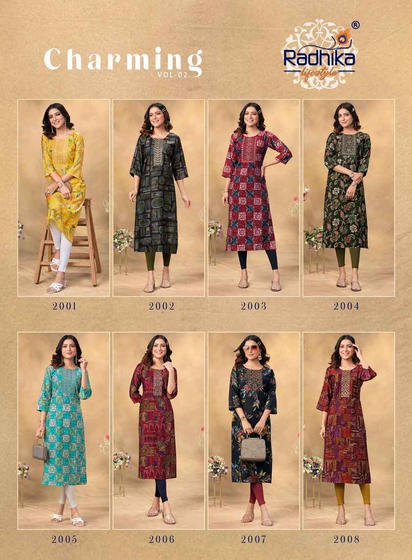 Radhika Charming Vol 2 Chanderi Kurti 8 pcs Catalogue