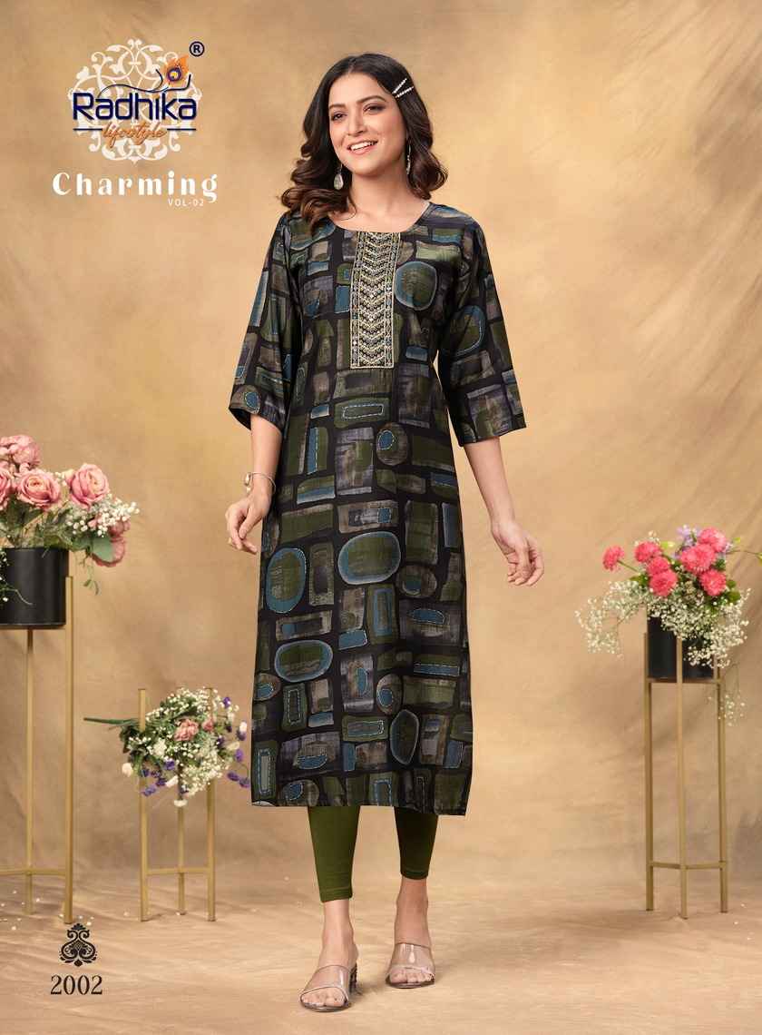 Radhika Charming Vol 2 Chanderi Kurti 8 pcs Catalogue