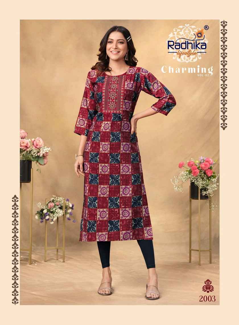 Radhika Charming Vol 2 Chanderi Kurti 8 pcs Catalogue