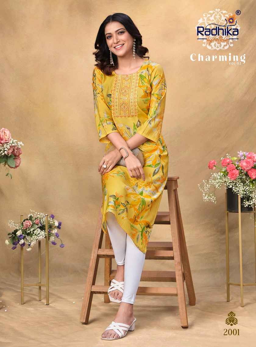 Radhika Charming Vol 2 Chanderi Kurti 8 pcs Catalogue