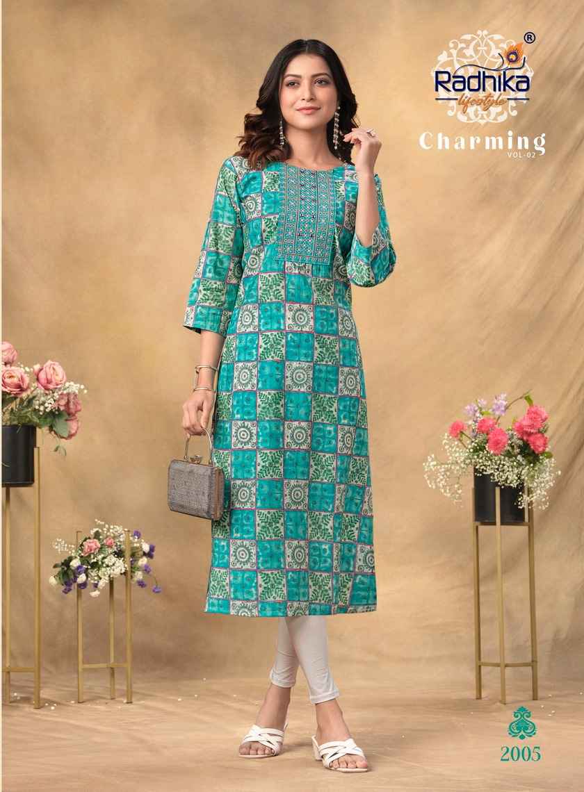 Radhika Charming Vol 2 Chanderi Kurti 8 pcs Catalogue