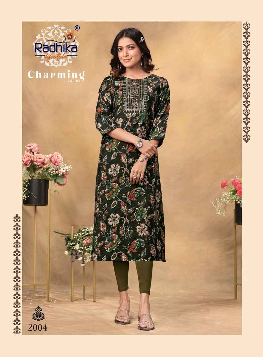 Radhika Charming Vol 2 Chanderi Kurti 8 pcs Catalogue
