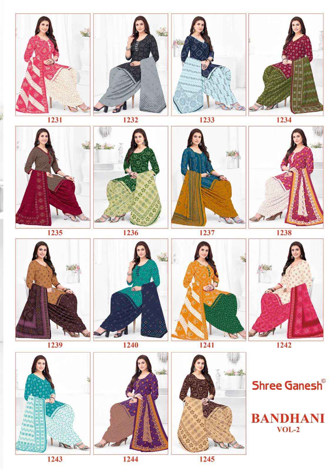 Shree Ganesh Bandhani Vol 2 Cotton Dress Material 15 pcs Catalogue