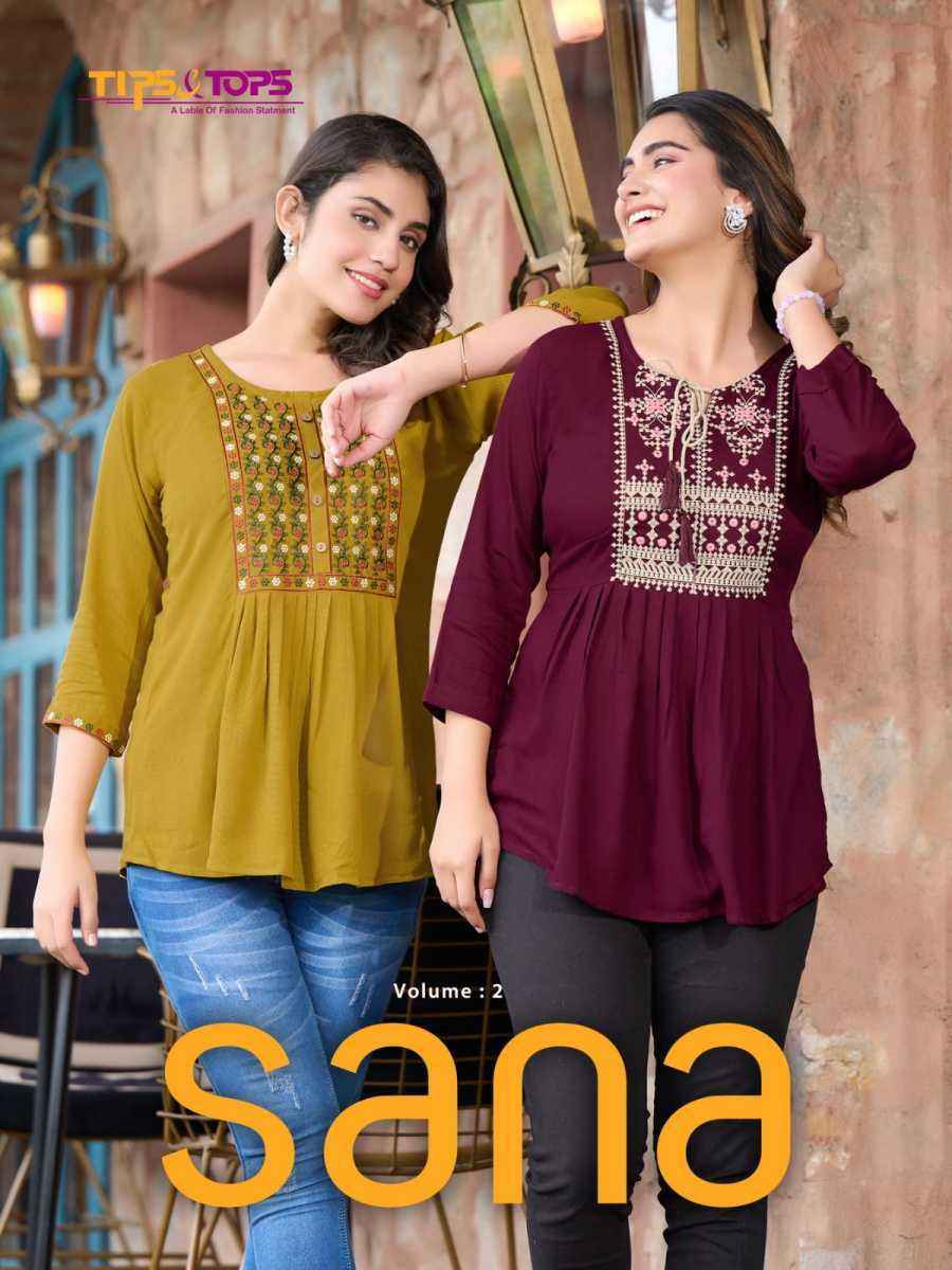 Tips & Tops Sana Vol 2 Rayon Kurti 8 pcs Catalogue