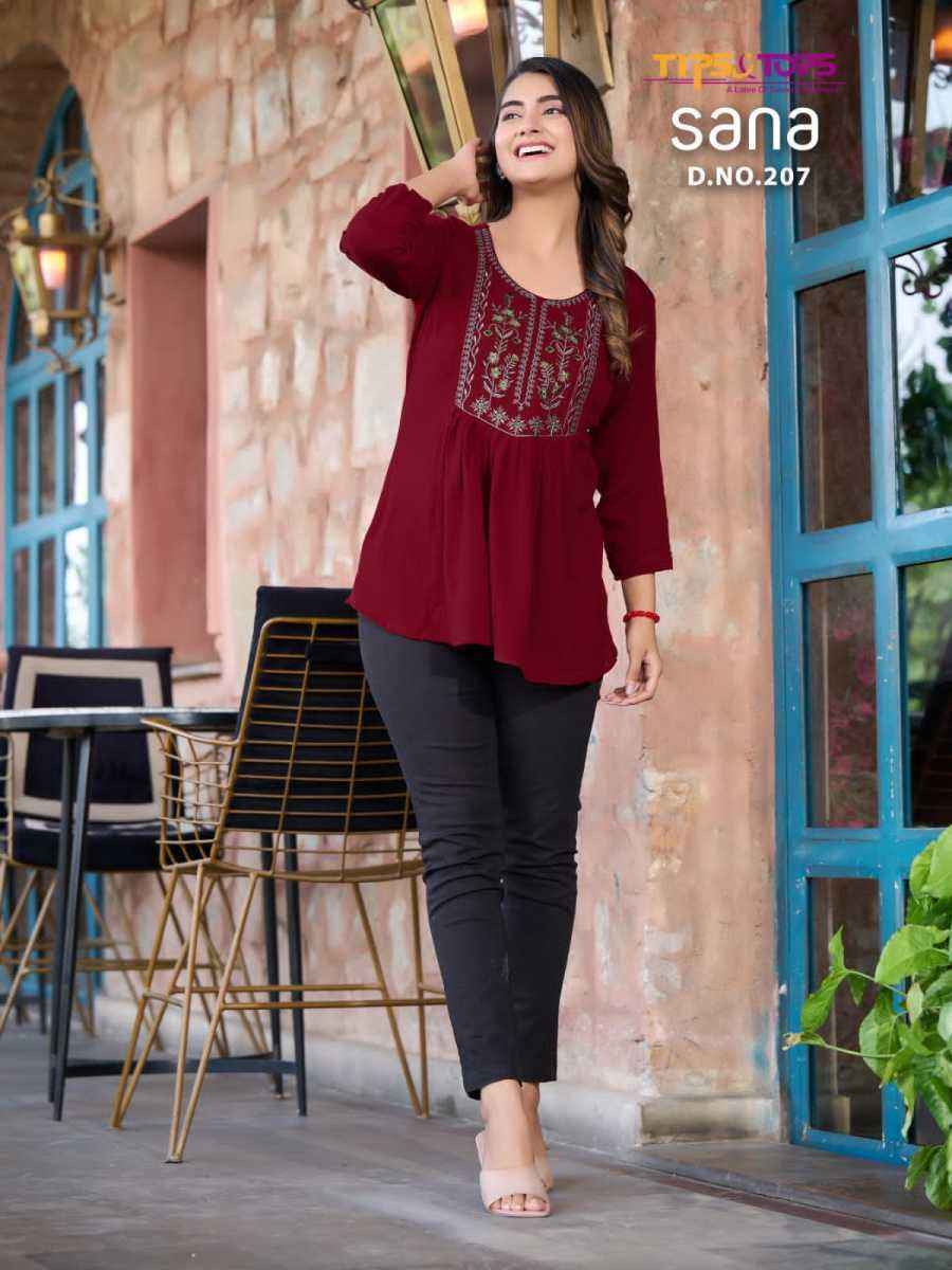 Tips & Tops Sana Vol 2 Rayon Kurti 8 pcs Catalogue