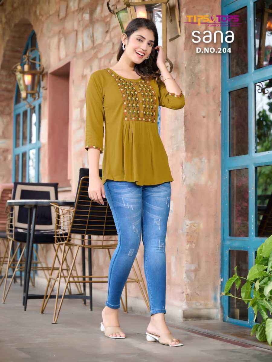 Tips & Tops Sana Vol 2 Rayon Kurti 8 pcs Catalogue