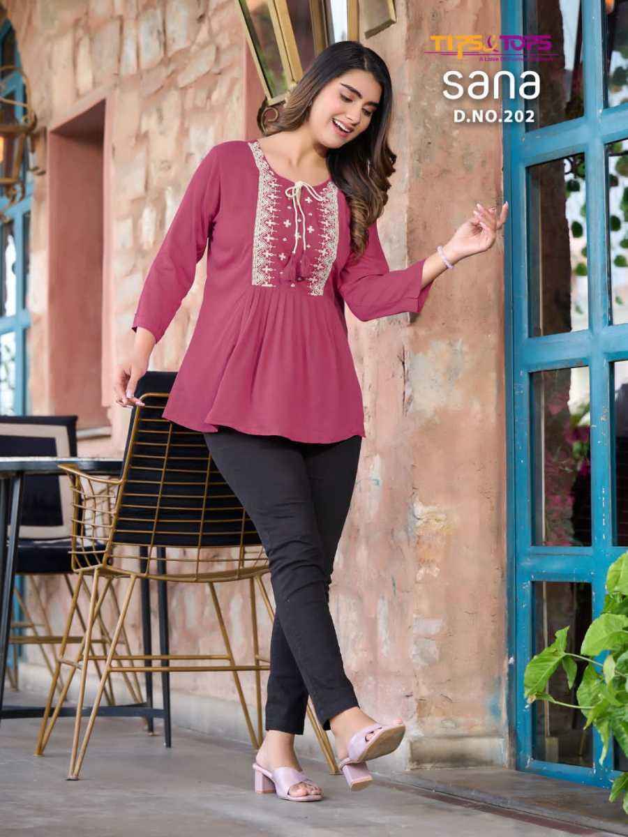 Tips & Tops Sana Vol 2 Rayon Kurti 8 pcs Catalogue