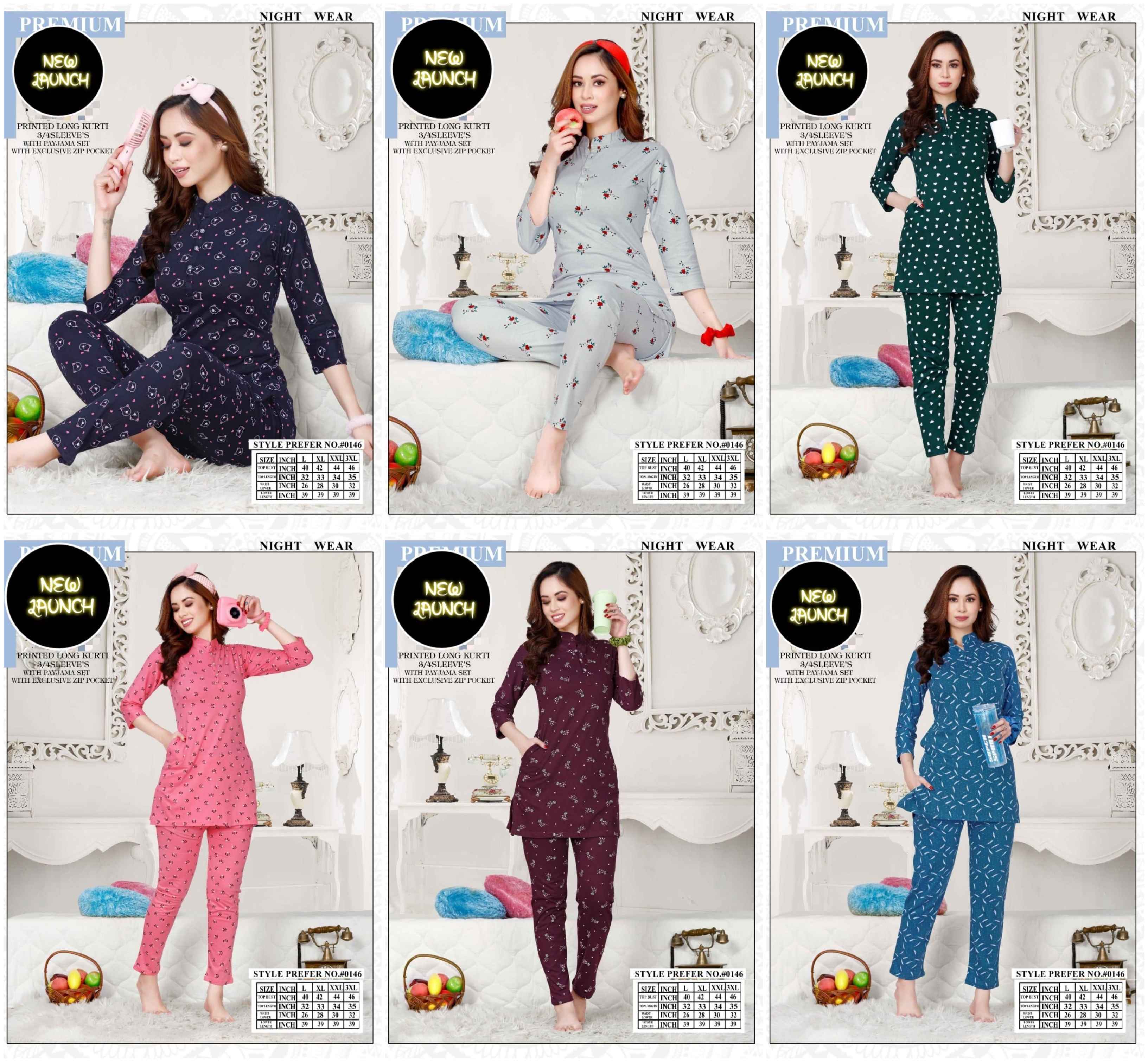 Winter Special Vol AT 0146 Cotton Night Suit 6 pcs Catalogue