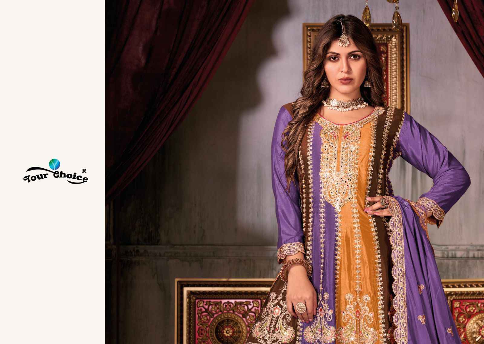 Your Choice Ragga Chinon Dress Material 3 pcs Catalogue