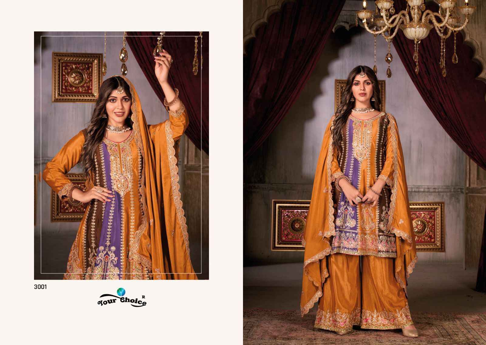 Your Choice Ragga Chinon Dress Material 3 pcs Catalogue