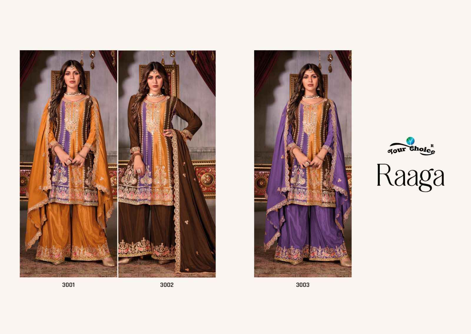 Your Choice Ragga Chinon Dress Material 3 pcs Catalogue