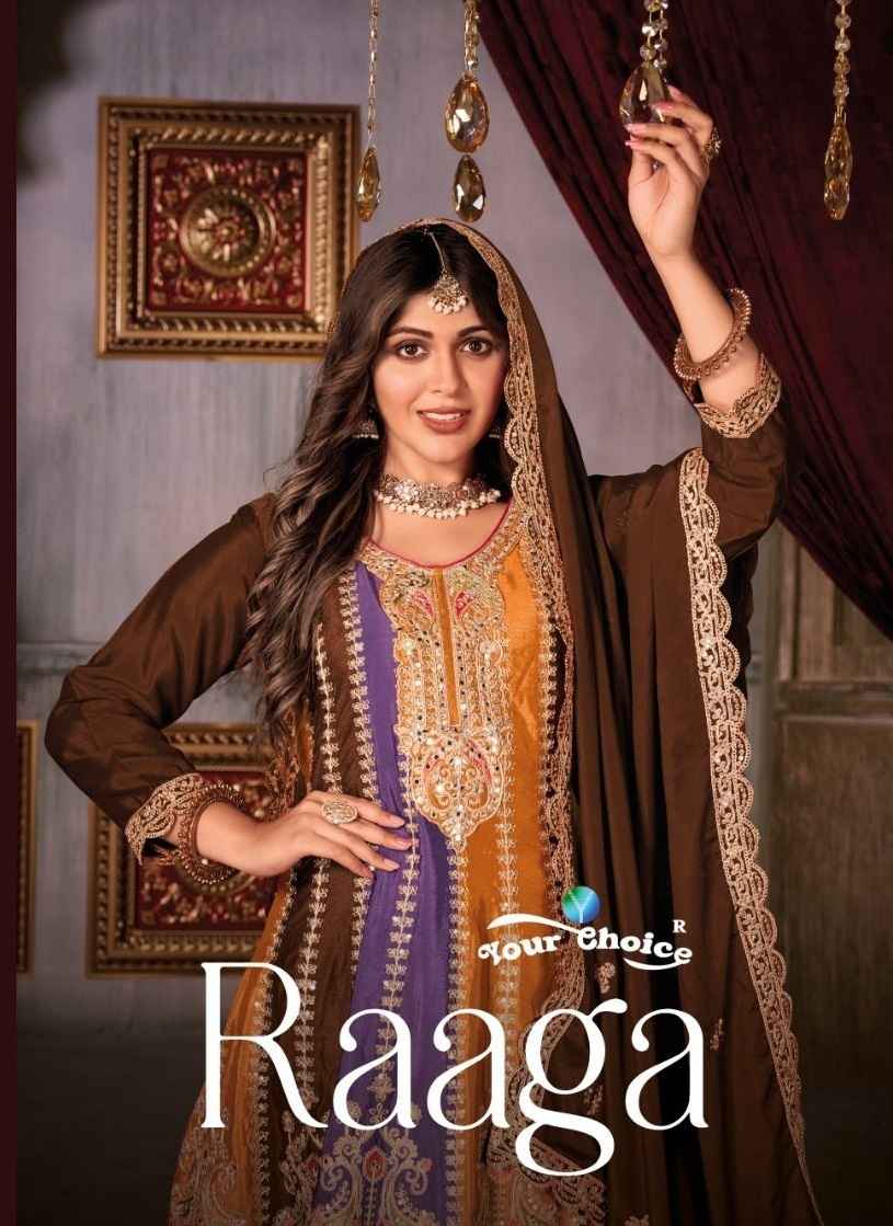 Your Choice Ragga Chinon Dress Material 3 pcs Catalogue