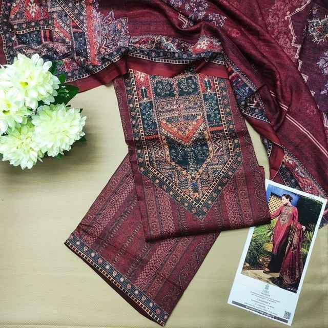 Zara Killim Satin Dress Material 6 pcs Catalogue