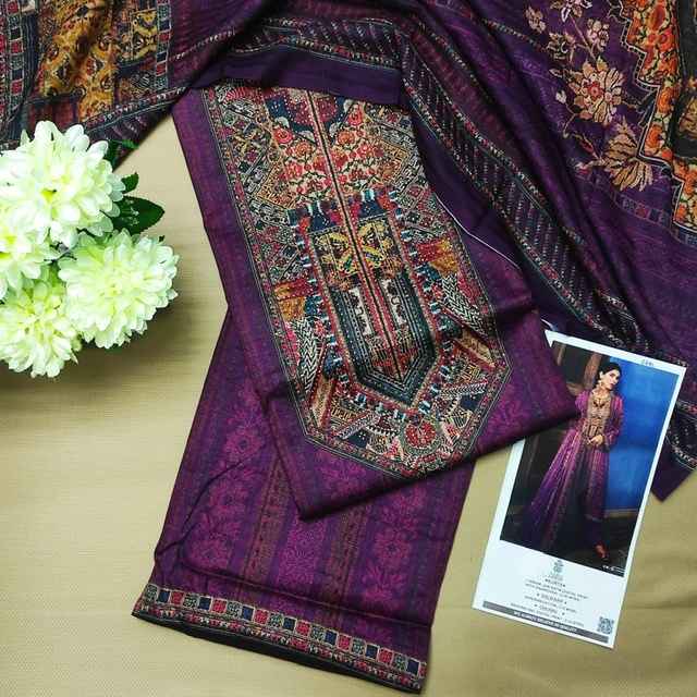 Zara Killim Satin Dress Material 6 pcs Catalogue