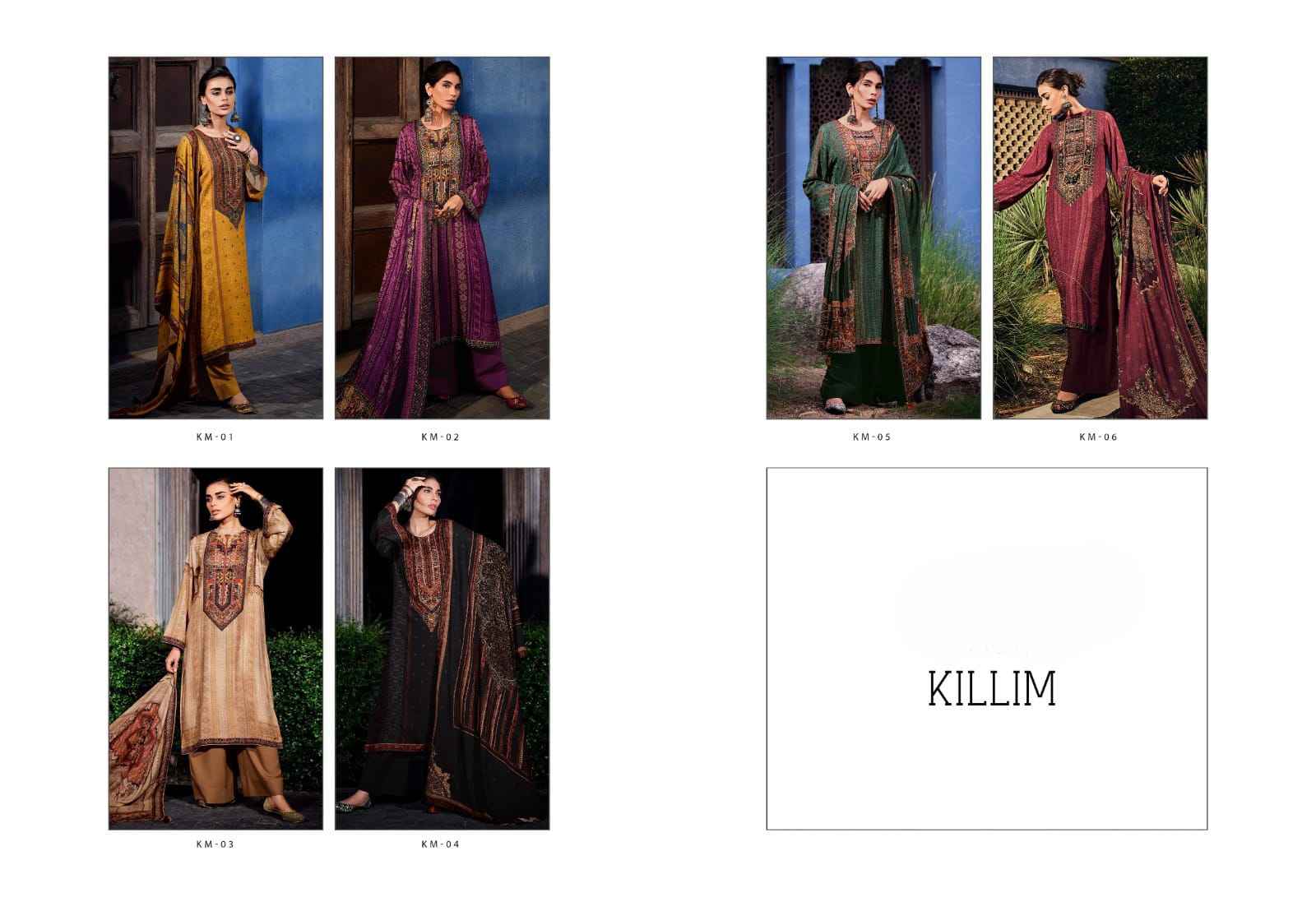Zara Killim Satin Dress Material 6 pcs Catalogue