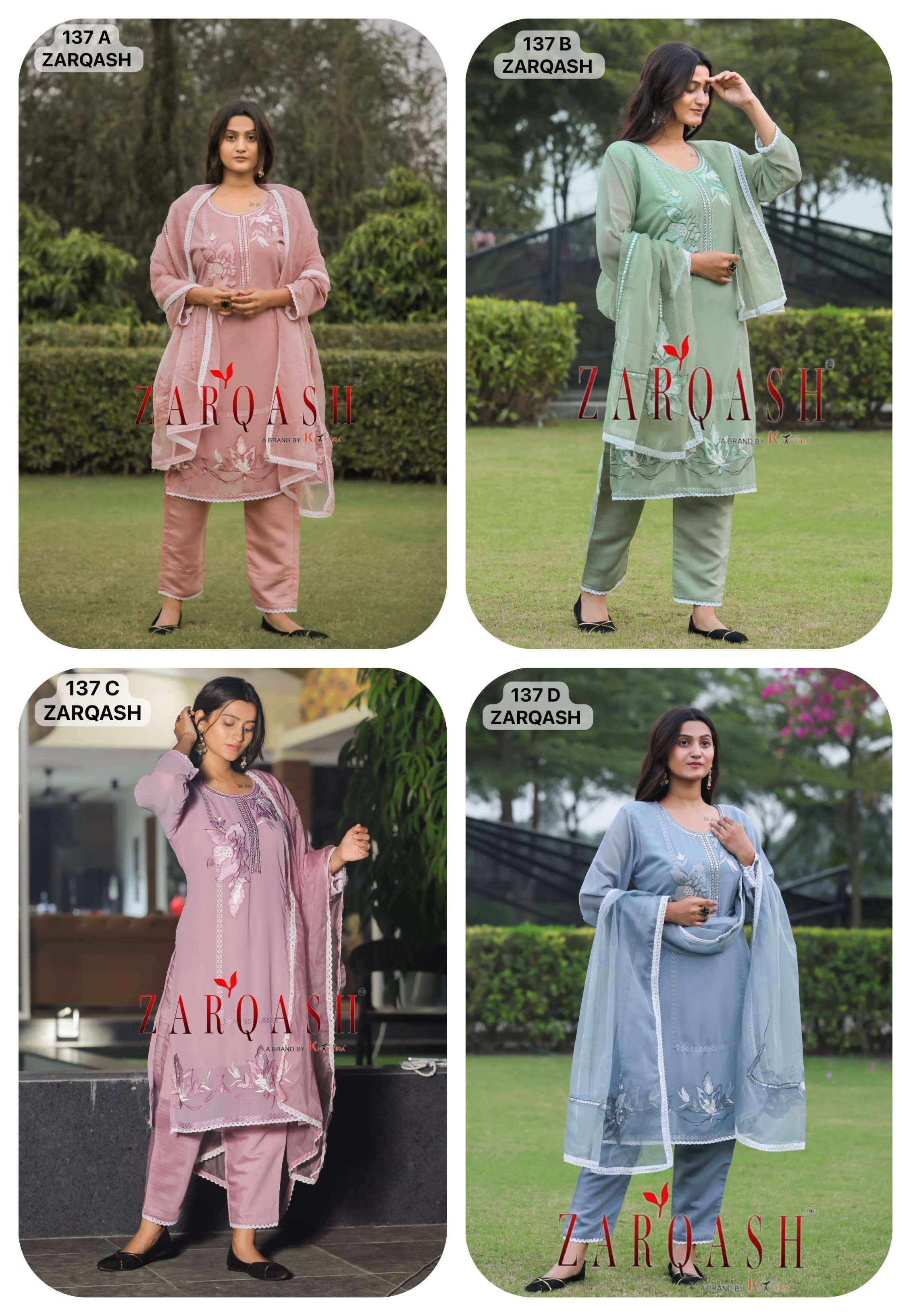 Zarqash Z 137 Georgette Kurti Combo 4 pcs Catalogue