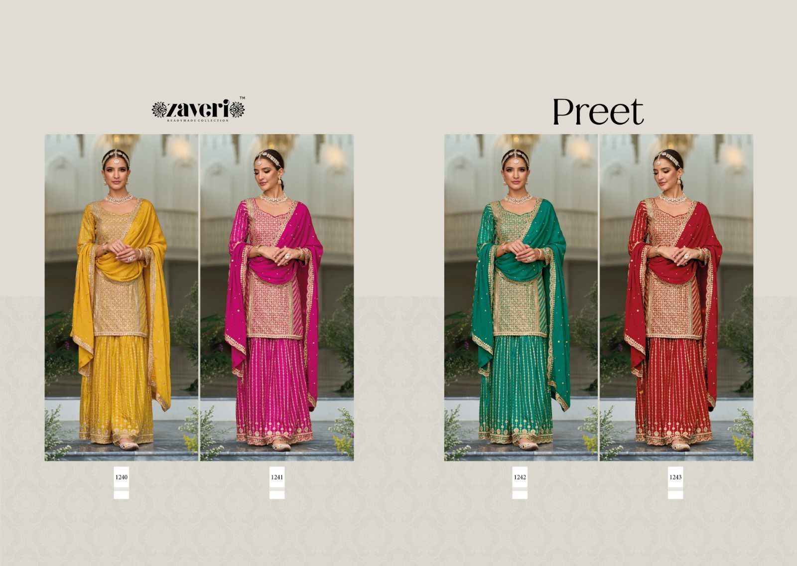 Zaveri Preet Readymade Silk Dress 4 pcs Catalogue