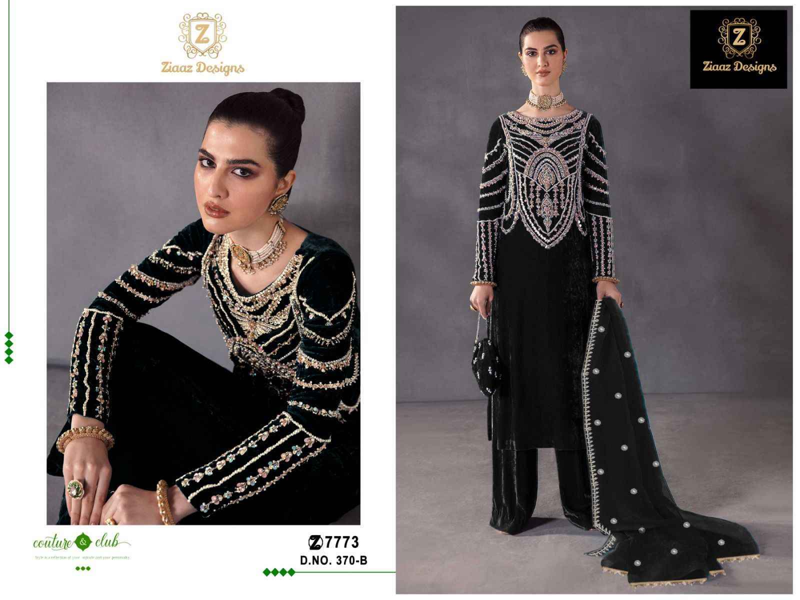 Ziaaz Designs D.NO 370 Velvet Dress Material 4 pcs Catalogue