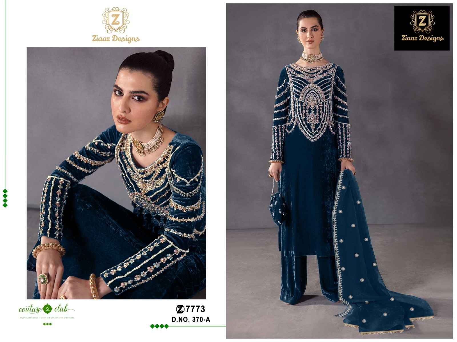 Ziaaz Designs D.NO 370 Velvet Dress Material Best Wholesale Website