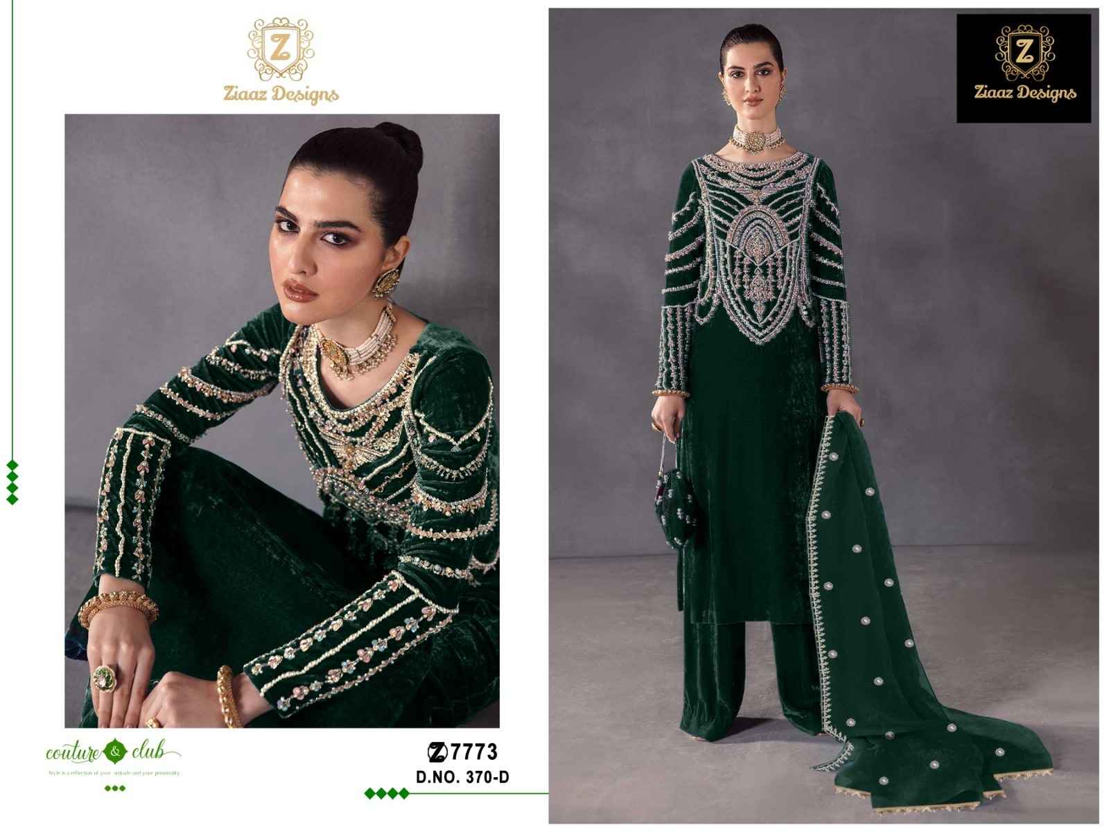 Ziaaz Designs D.NO 370 Velvet Dress Material 4 pcs Catalogue