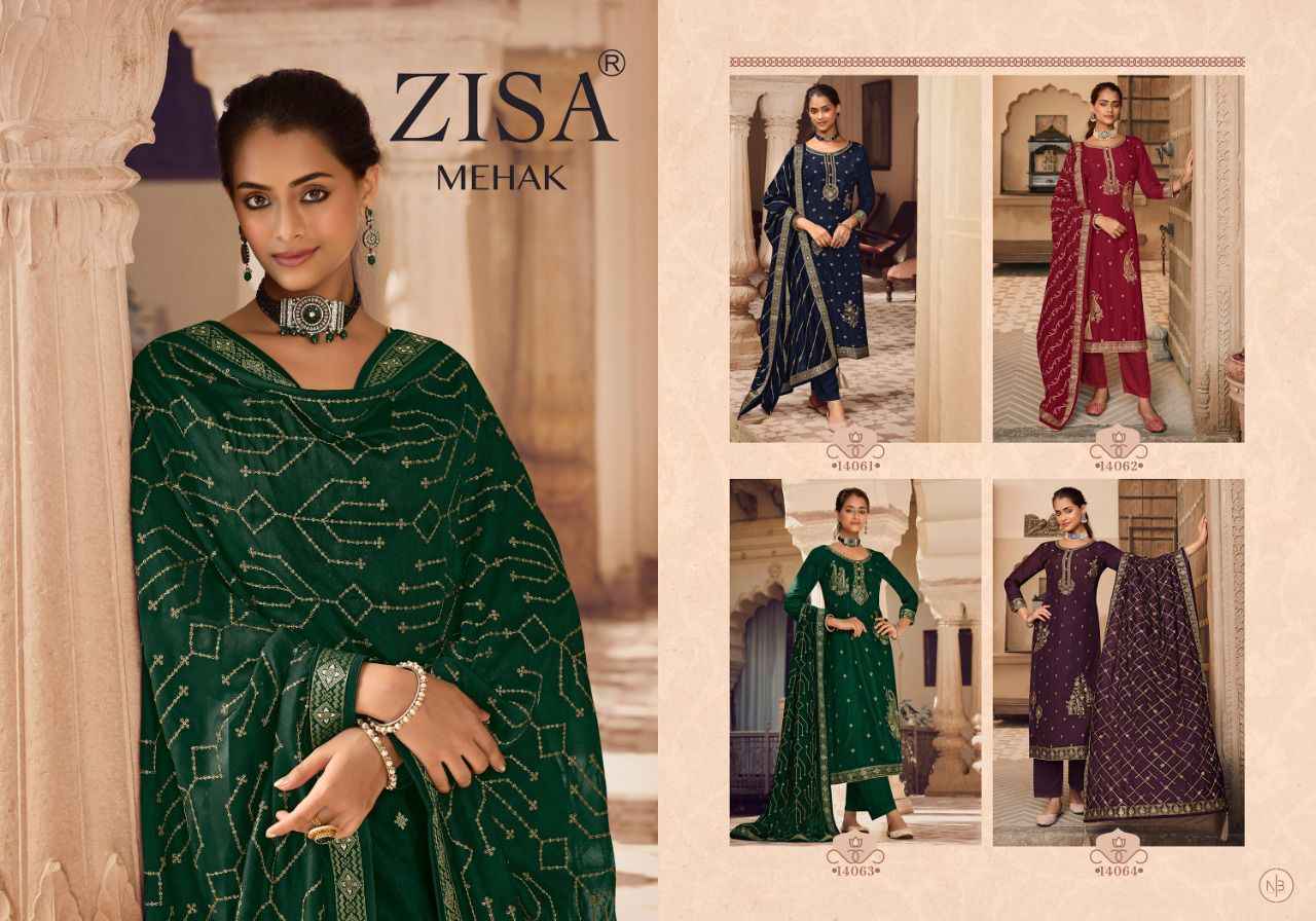 Zisa Mehak Readymade Dola Jacquard Dress 4 pcs Catalogue