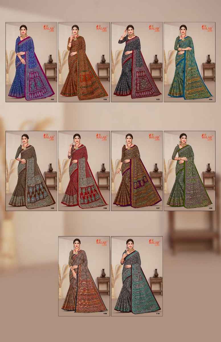 Balaji Ajark Masleen Vol 1 Cotton Saree 10 pcs Catalogue