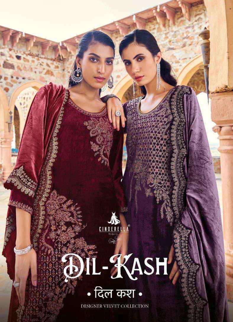 Cinderella Dil Kash Viscose Velvet Dress Material 6 pcs Catalogue