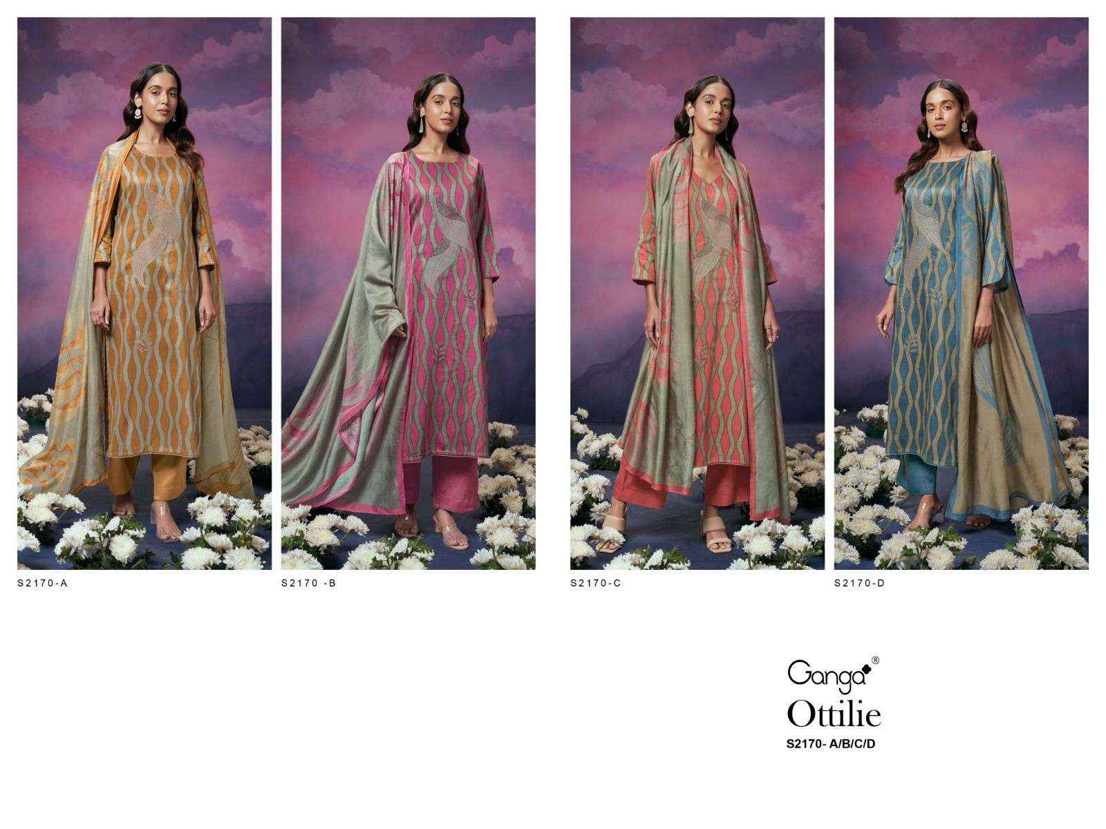 Ganga Ottilie 2170 Cotton Silk Dress Material 4 pcs Catalogue