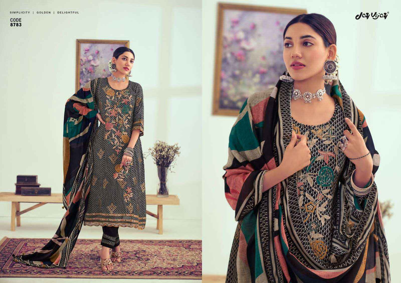 Jay Vijay Khubani Muslin Jacquard Dress Material 6 pcs Catalogue