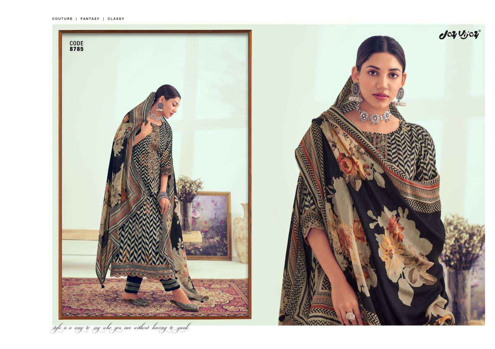 Jay Vijay Khubani Muslin Jacquard Dress Material 6 pcs Catalogue