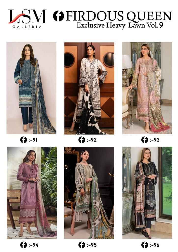 LSM Galleria Foirdous Queen Vol 9 Lawn Dress Material 6 pcs Catalogue