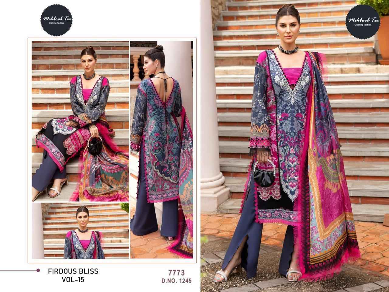 Mehboob Tex Firdous Bliss Vol 15 Cotton Dress Material 3 pcs Catalogue