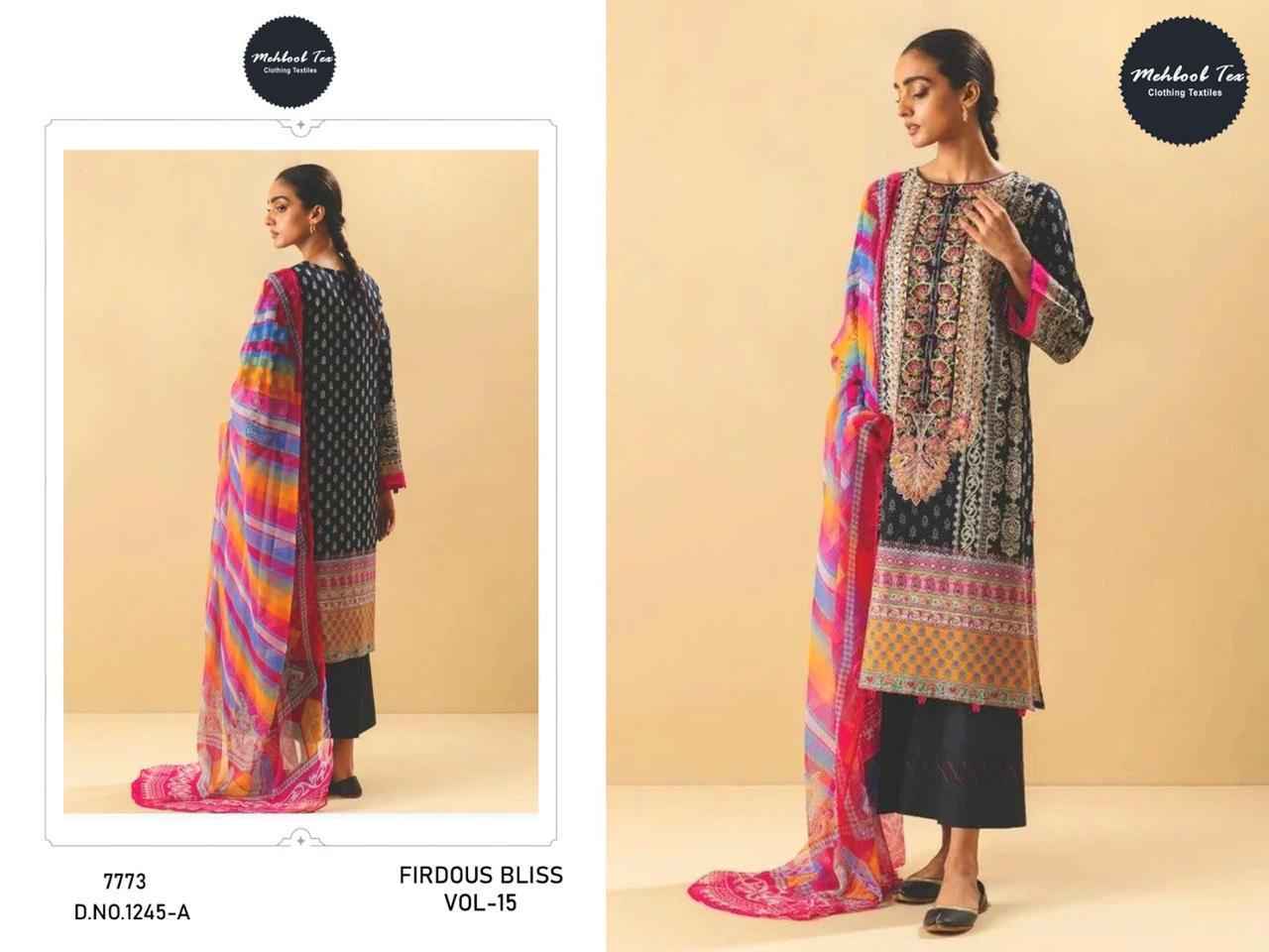 Mehboob Tex Firdous Bliss Vol 15 Cotton Dress Material 3 pcs Catalogue