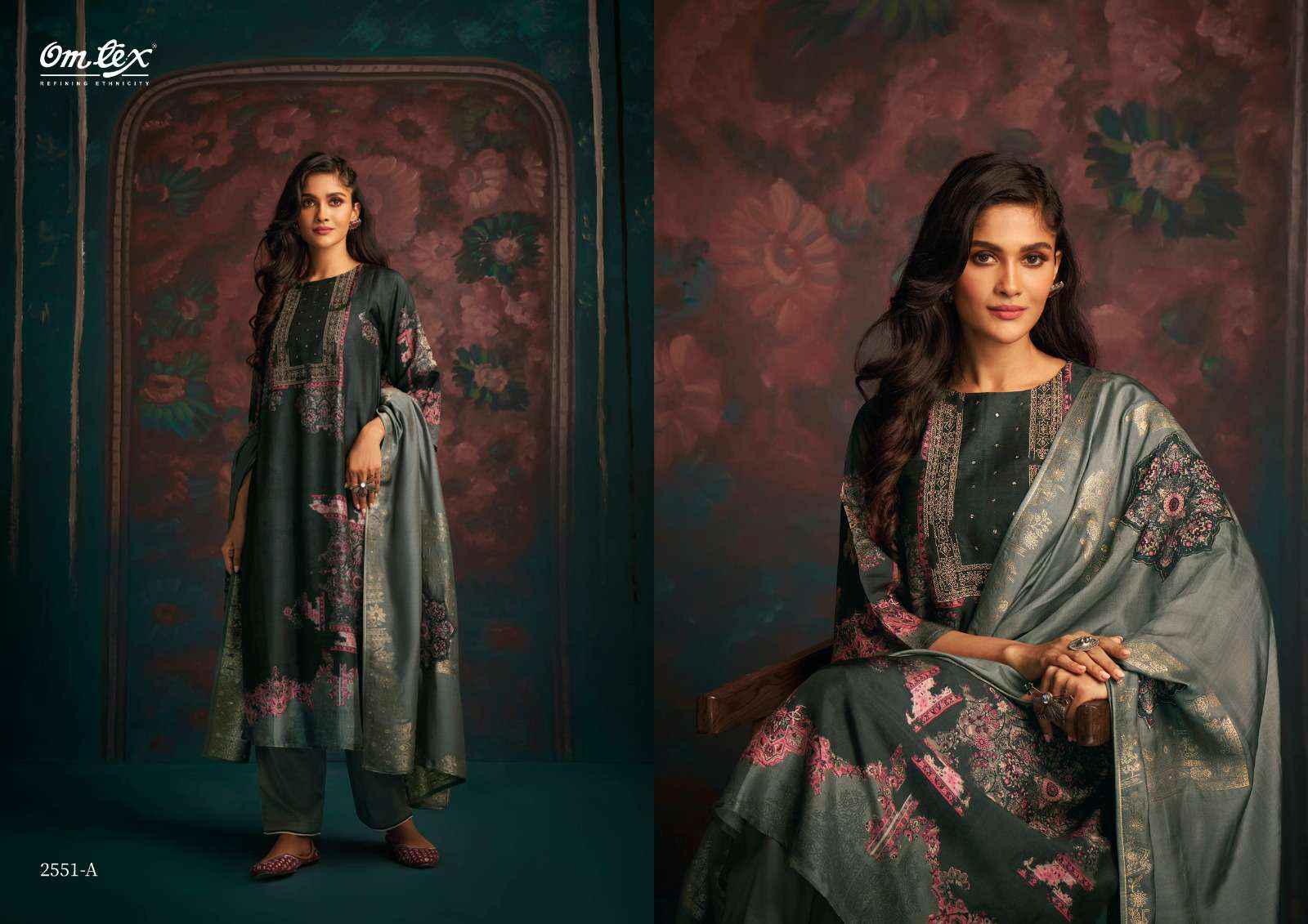 Omtex Zinnia Russian Silk Dress Material 4 pcs Catalogue