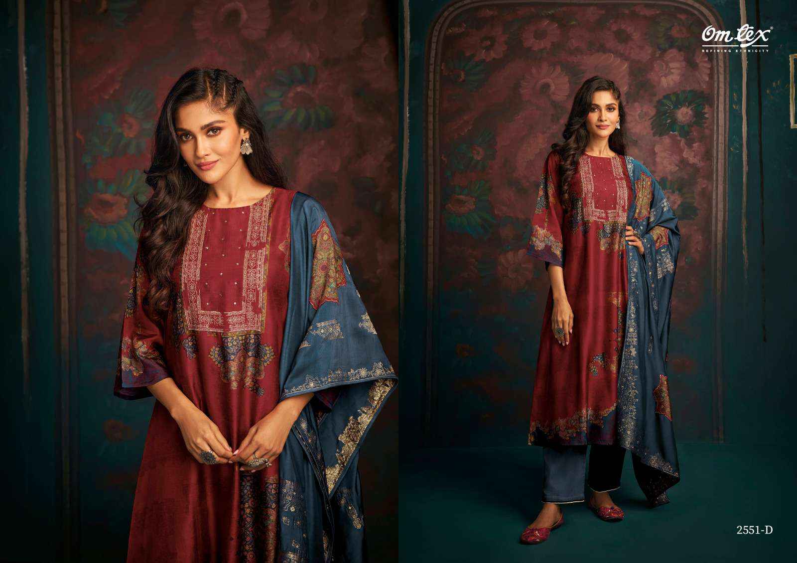 Omtex Zinnia Russian Silk Dress Material 4 pcs Catalogue