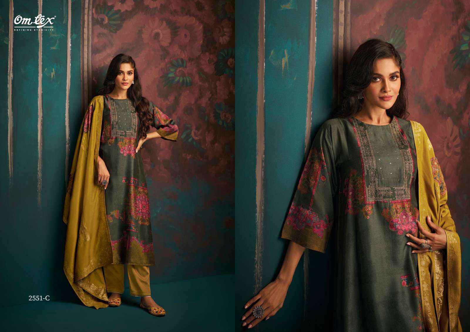 Omtex Zinnia Russian Silk Dress Material 4 pcs Catalogue