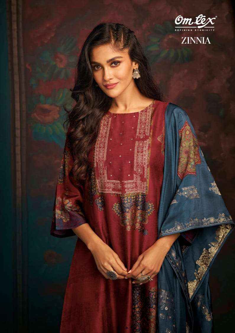 Omtex Zinnia Russian Silk Dress Material 4 pcs Catalogue