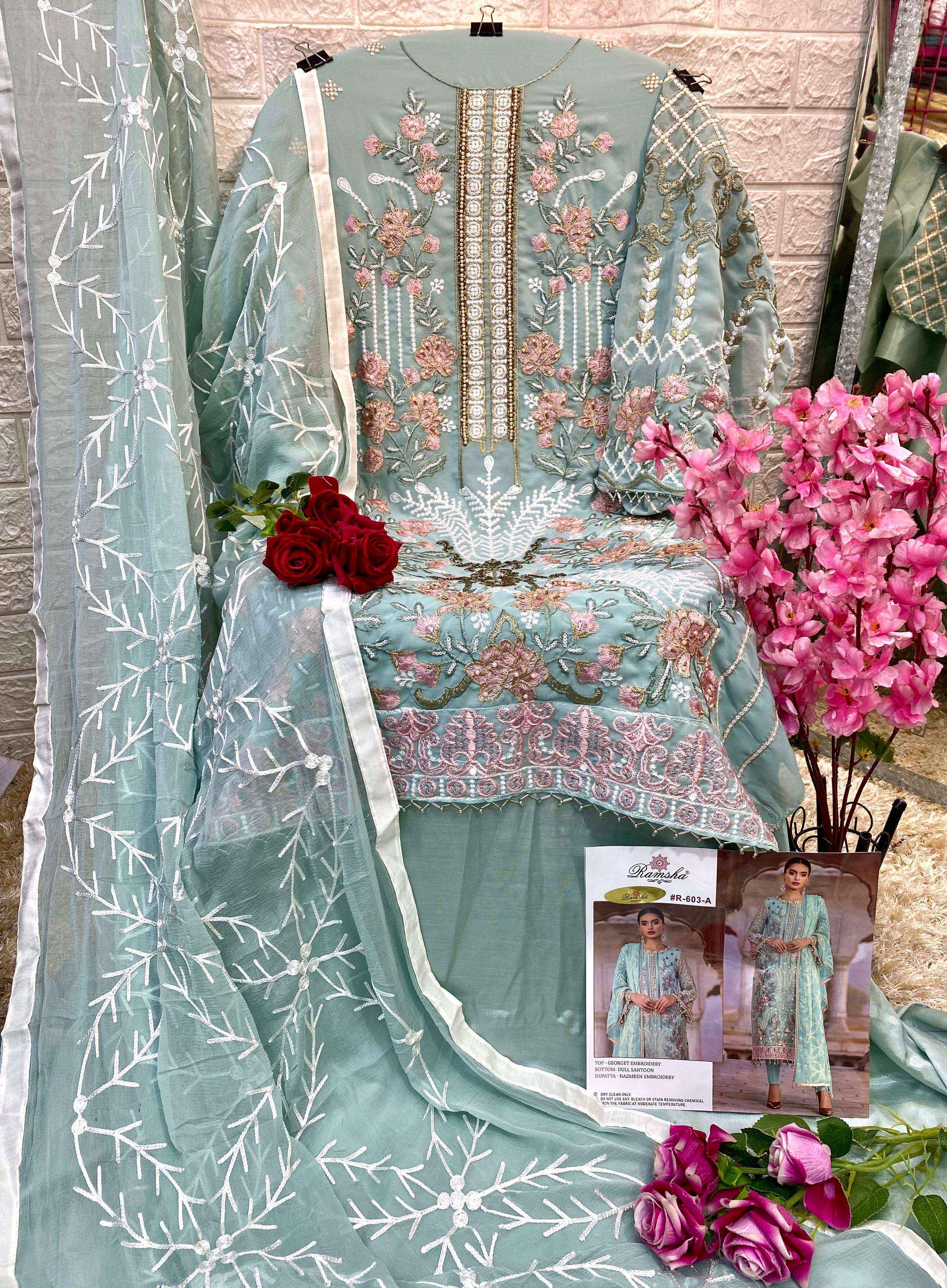 Ramsha R 603 Nx Georgette Dress Material 4 pcs Catalogue